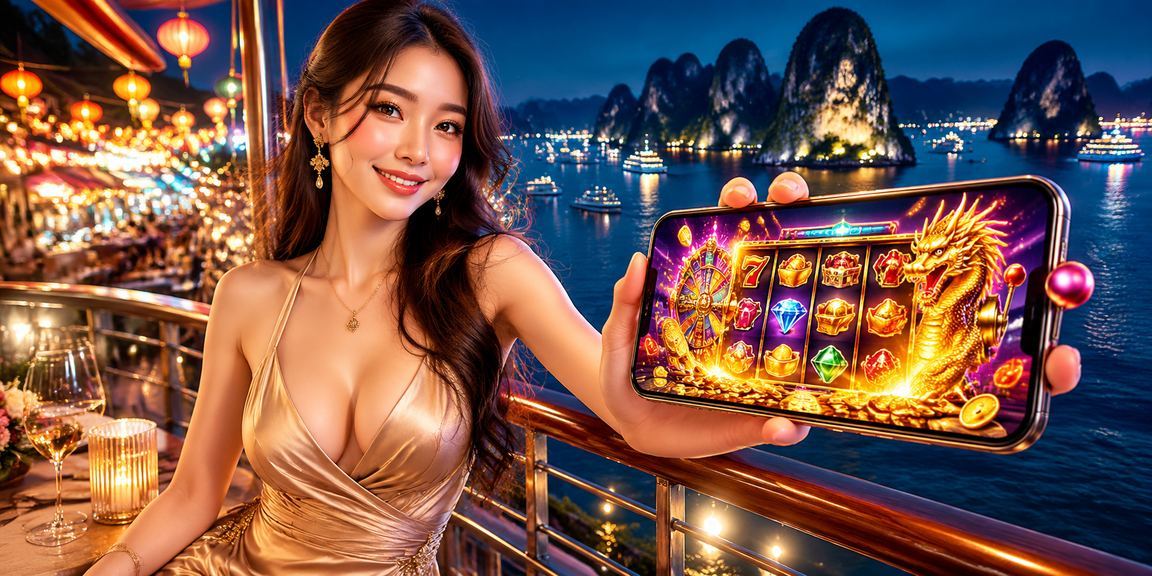 Người chơi tại chợ đêm Hạ Long thử vận may với slot game trực tuyến trên điện thoại