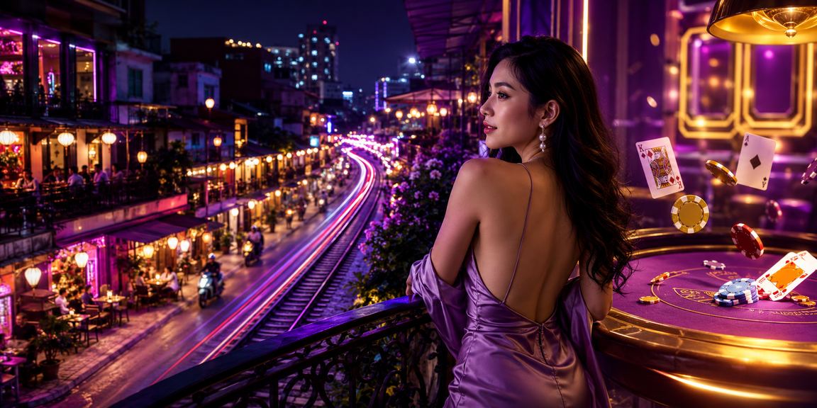 Không gian chơi bài neon hiện đại về đêm tại Hà Nội